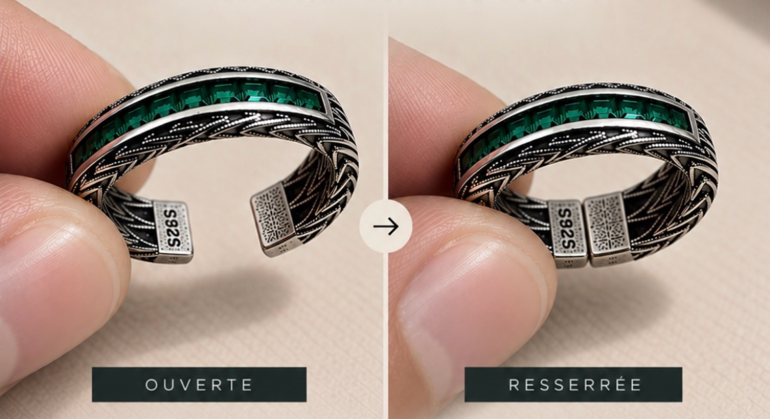 Une seule bague, toutes les tailles — ajustable par simple pression